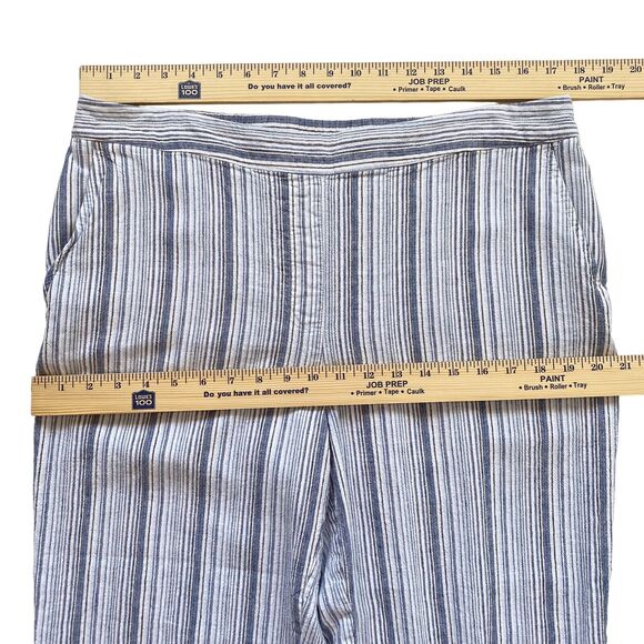 Chico's Pants Womens Size 2.5 (L 14) Linen Blend Striped Blue/White 24" Inseam - Picture 9 of 11